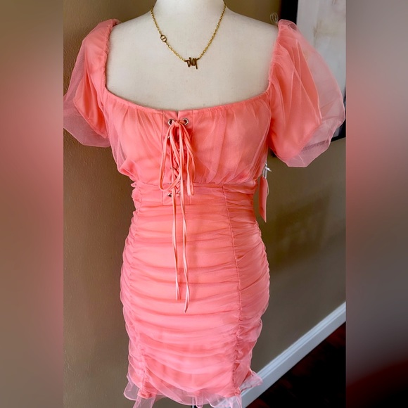 Dresses & Skirts - Mesh ruched cocktail & party dress